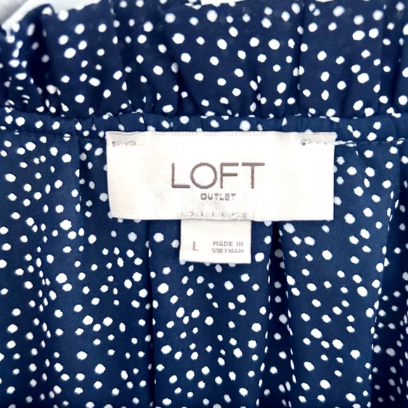 Loft Outlet navy white polka dot sleeveless blouse Size  Large - Picture 7 of 7